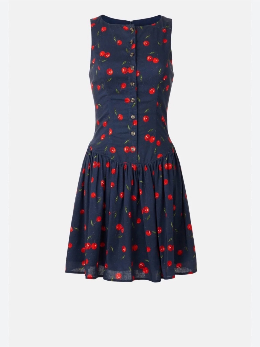 Hutch Navy Cherry Print Sleeveless Fit-and-Flare Dress